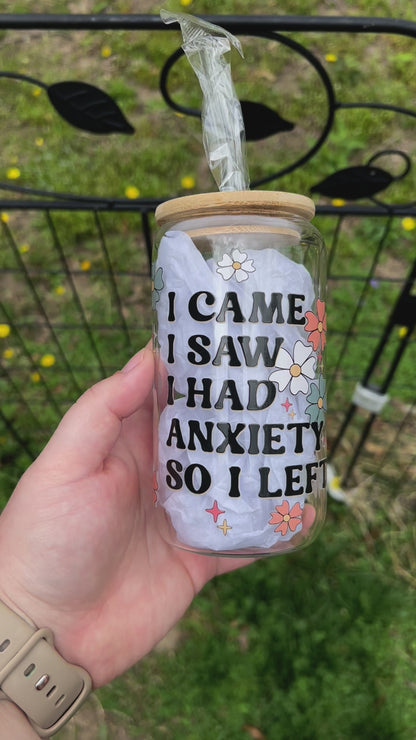 Anxiety Glass Can Cup / Coffee / Iced Coffee Cup / Social Anxiety / No Thanks